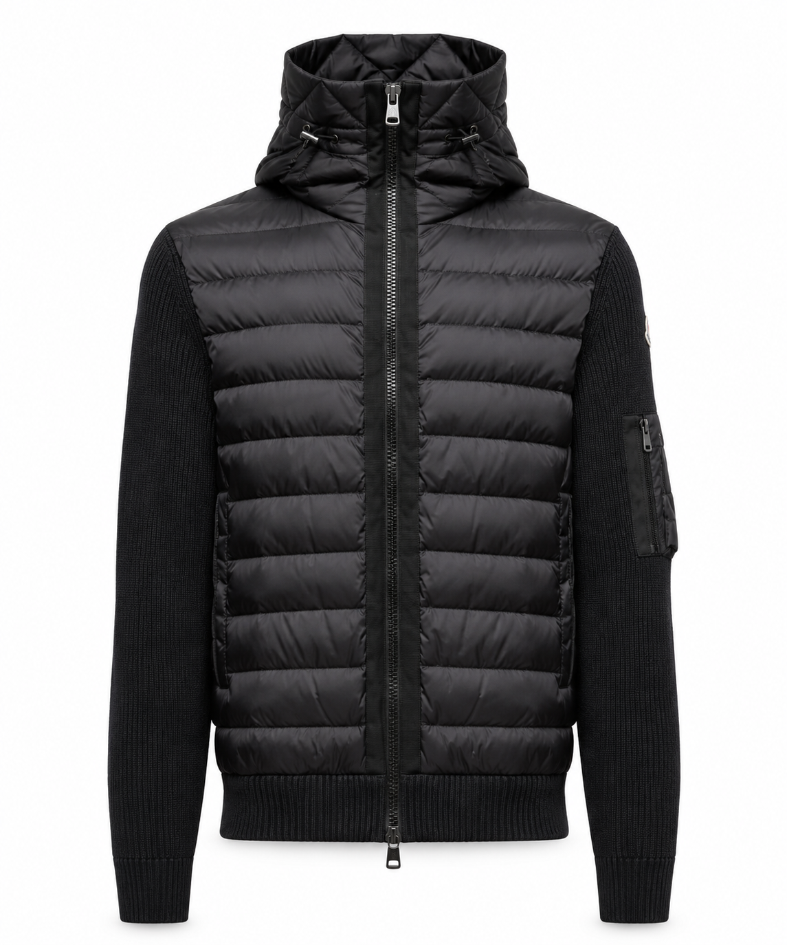 Black Hooded Padded Cardigan