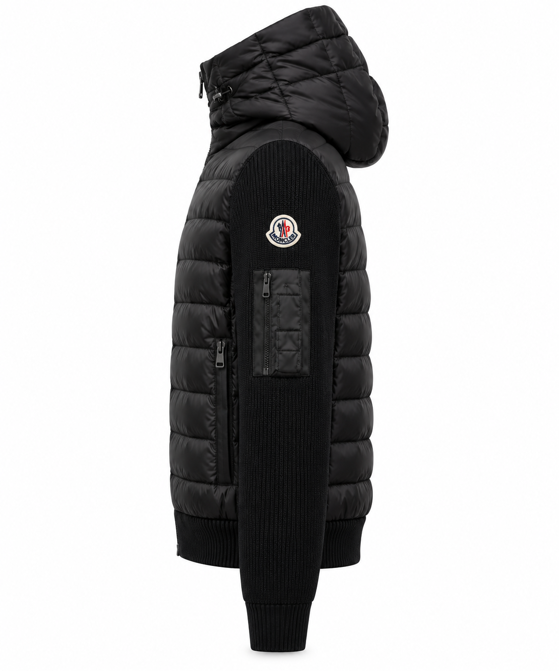 Black Hooded Padded Cardigan