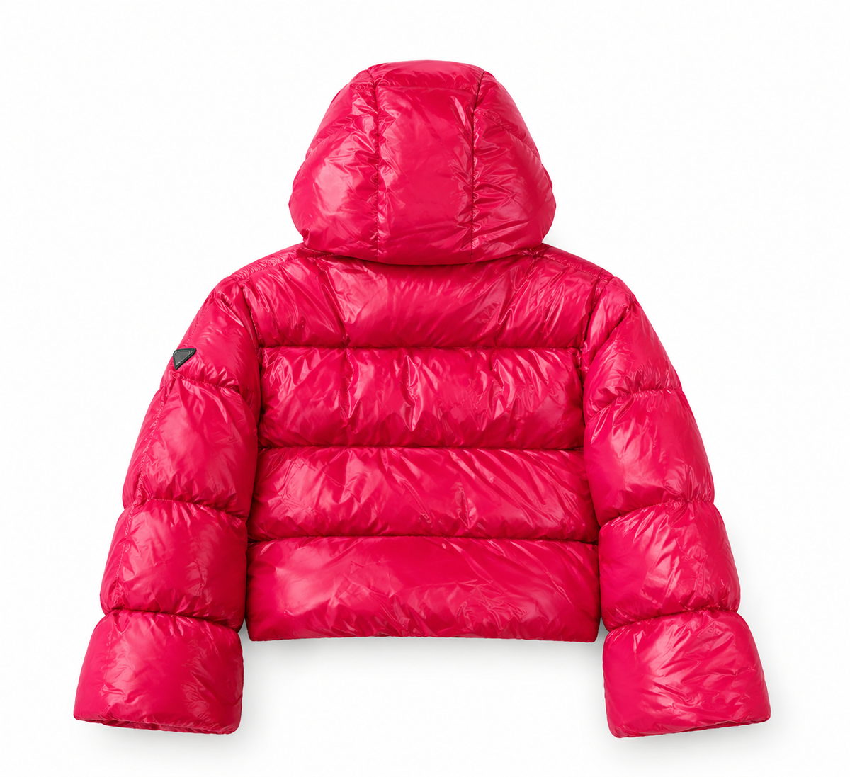 Doudoune courte à capuche rose fuchsia pour femme