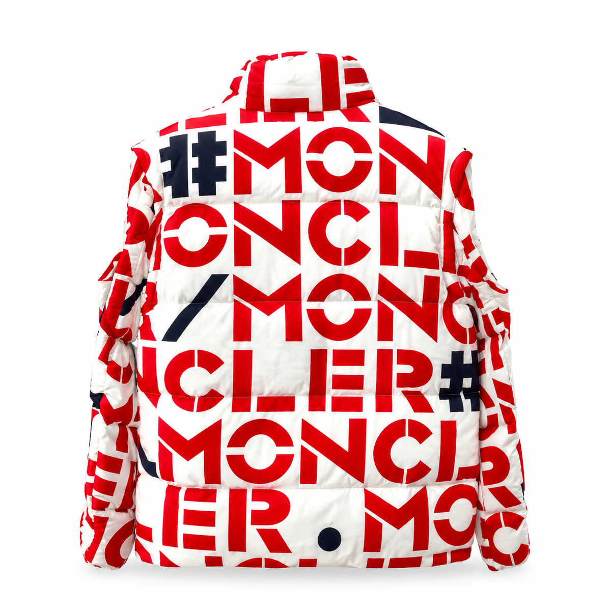 Doudoune sans manches à imprimé logo rouge et blanc