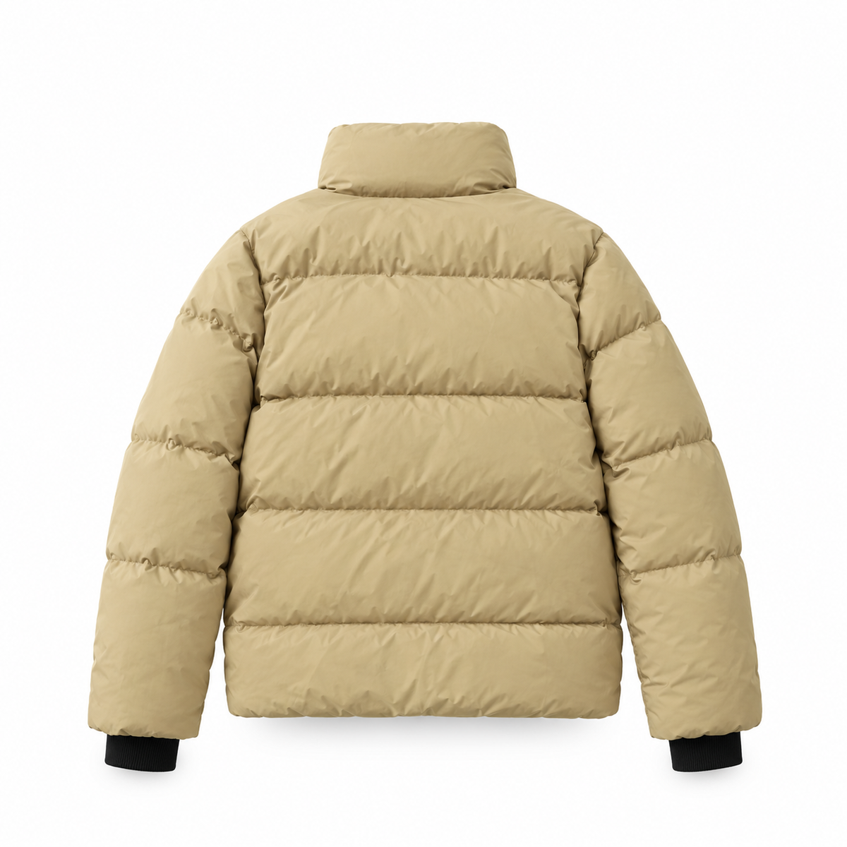 Doudoune matelassée beige à col à carreaux